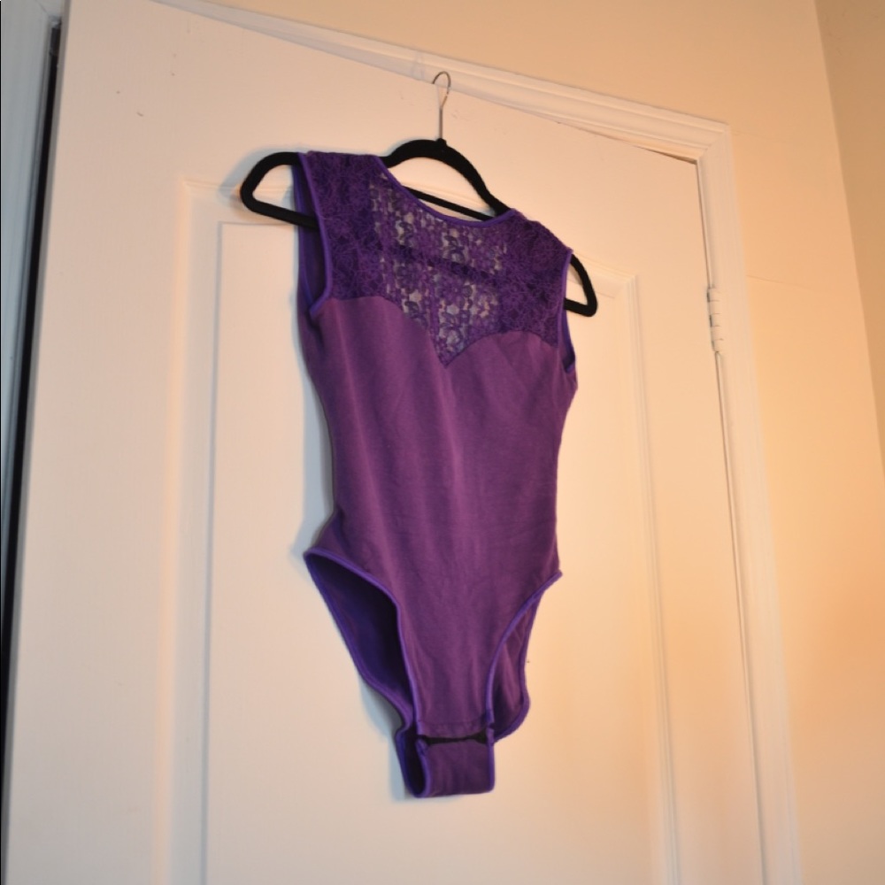 Vintage Purple Lace Bodysuit with Snap Closure Size S/M